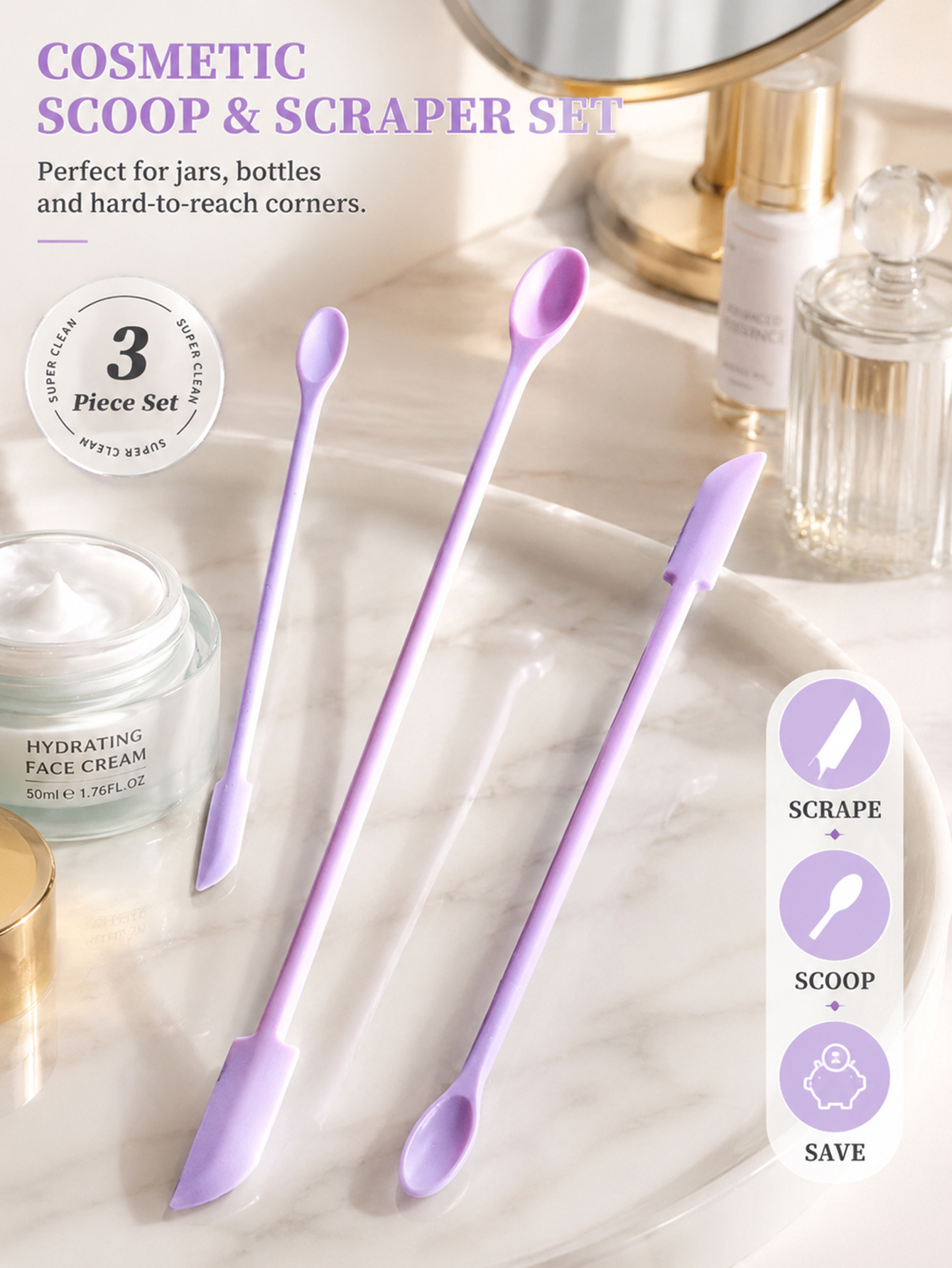 3Pcs Makeup Spatula Set Double - Zero Waste Kit Travel recensione e prezzo