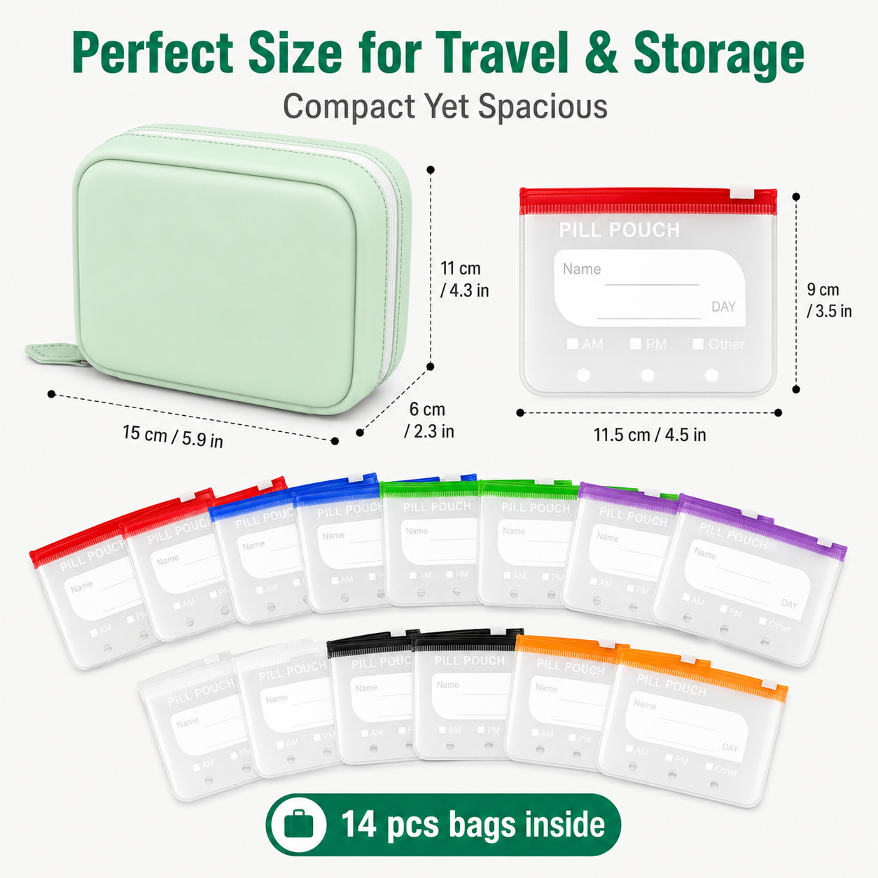 Travel Pill Organizer with 14  - Reusable Produce Bag recensione e prezzo