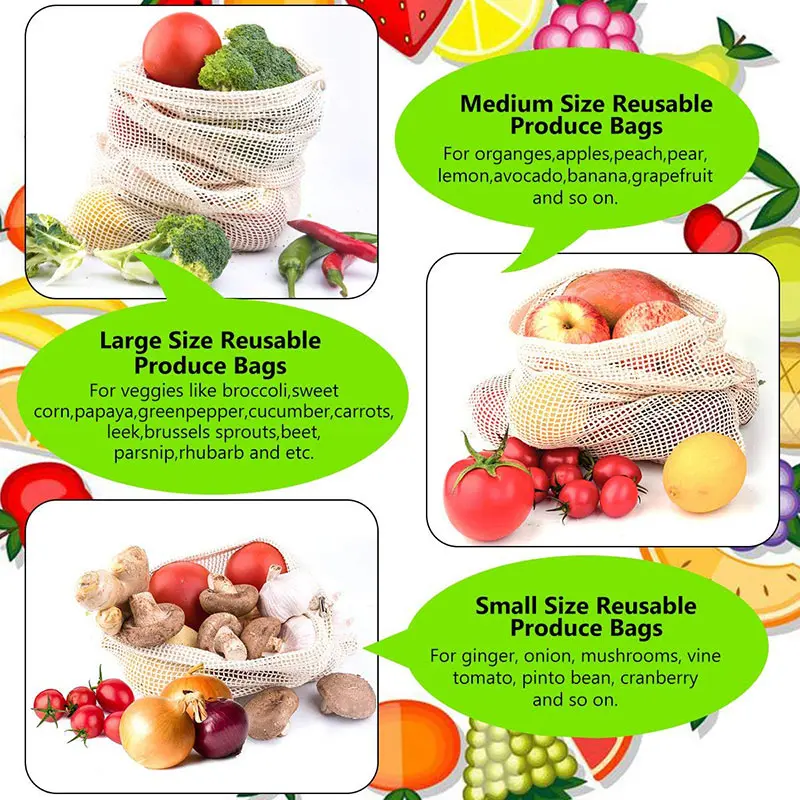 3 6 10pcs Reusable Produce Bag - Reusable Produce Bag recensione e prezzo