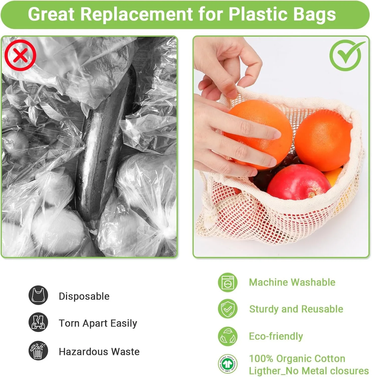 Weedi 3/6pack Reusable Cotton  - Reusable Produce Bag recensione e prezzo