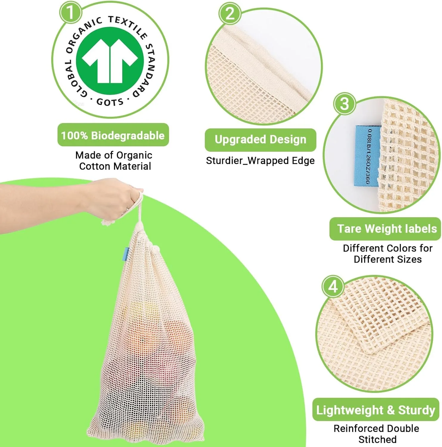 Weedi 3/6pack Reusable Cotton  - Reusable Produce Bag recensione e prezzo
