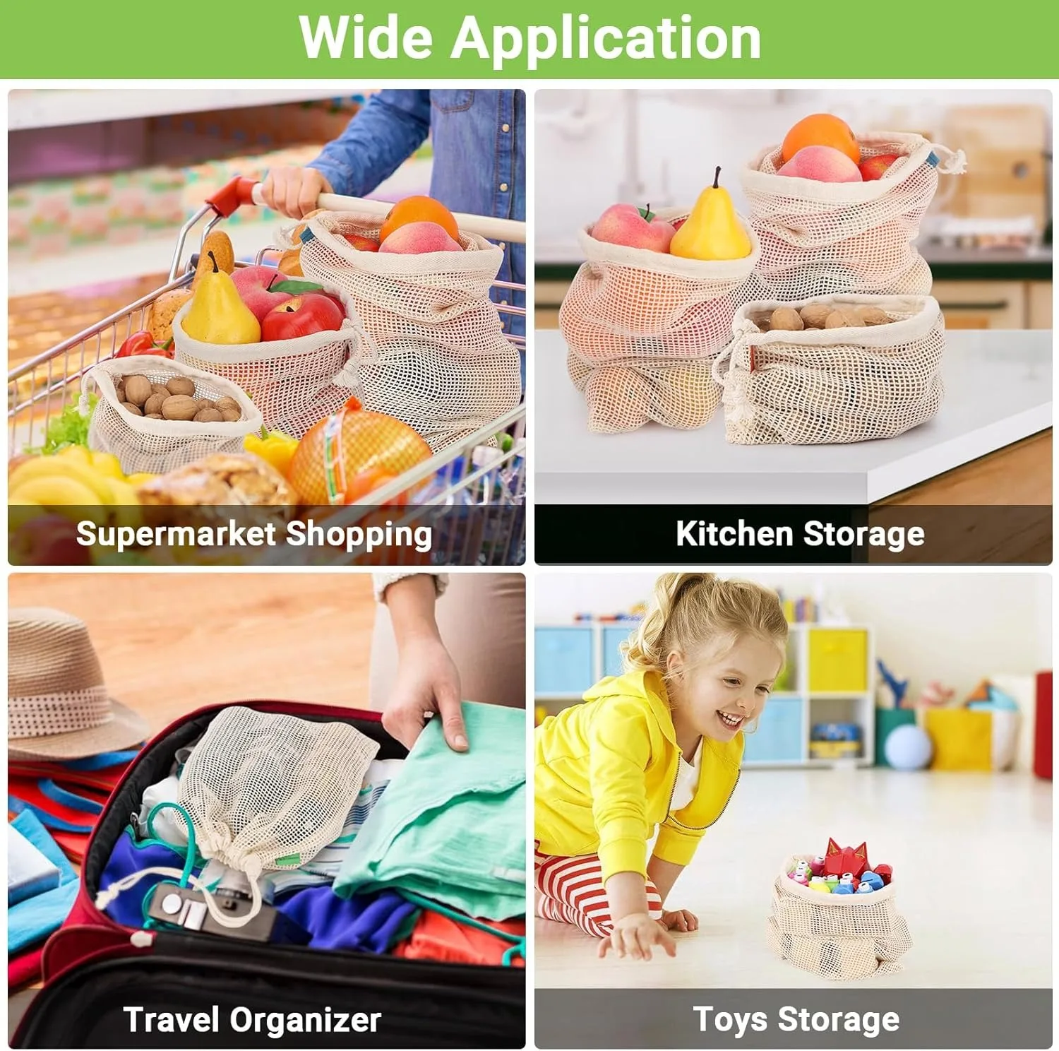Weedi 3/6pack Reusable Cotton  - Reusable Produce Bag recensione e prezzo